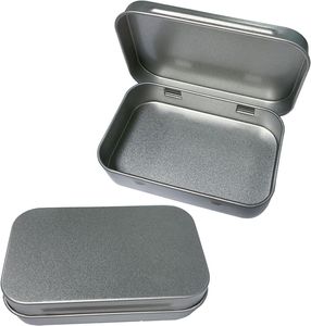 Latas rectangulares vacías portátiles, caja de almacenamiento para el hogar, tapa con bisagras, lata de Metal para pendientes de llaves de caramelo - Product Image 5
