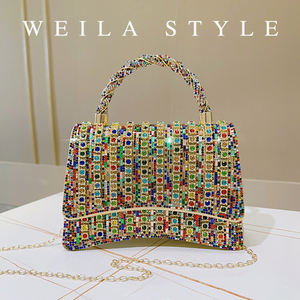 Borsa da sera con strass colorato con cinturino a catena elegante borsa scintillante per banchetto festa di nozze per ballo di fine anno - Product Image 3