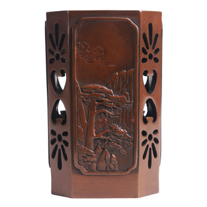 Portalápices de cobre cuadrado Huangshan, cuatro maravillas talladas, adorno para escritorio de oficina, regalo artesanal - Product Image 4