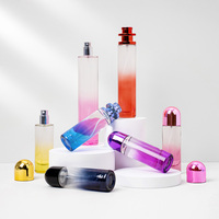 Vente en gros de flacons de parfum en verre transparent dégradé personnalisés avec logo, 30 ml, 50 ml, 100 ml, avec emballage en boîte cadeau