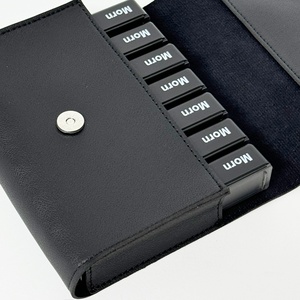 Wholesale Premium Factory-Produced <b>Black</b> Medicine <b>Storage</b> <b>Box</b> 28 Compartments Portable Moisture-Proof Pill Organizer PP Leather - Product Image 3