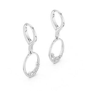 Boucles d'oreilles en diamant de culture en argent sterling 925, design géométrique moderne, bijoux élégants pour femme, pour mariage, fête, occasions spéciales - Product Image 2