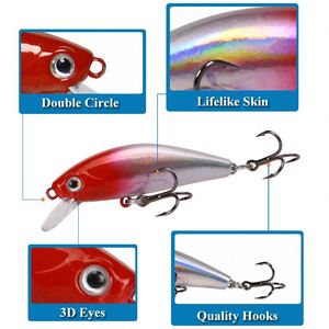 Señuelo de Pesca 3D Miniatura de Alta Calidad, 55mm, 6.7g, ABS Duro, Hundimiento Lento, Vibrante, para Agua Salada, Salmón - Product Image 3