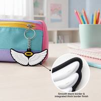 Porte-clés personnalisé en PVC souple 2D avec ailes d'ange en caoutchouc plat, cadeau religieux et spirituel