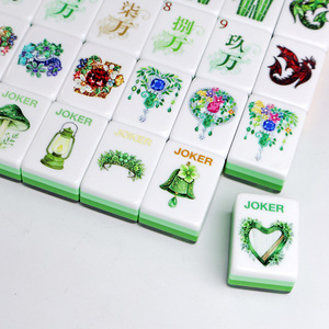 Tuiles de mahjong américaines en acrylique Green Butterfly, 160 pièces, ensemble de mahjong en stock, expédition rapide, photo réelle - Product Image 4