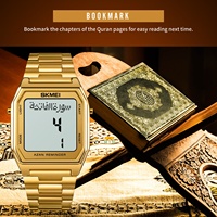 Jam tangan Muslim unik Azan, jam tangan Model baru, jam tangan kompas arah Qibla, jam tangan Stainless Steel untuk Muslim