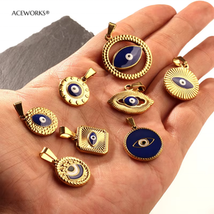 Colección <span class=keywords><strong>Ojo</strong></span> Turco | Dije de <span class=keywords><strong>Ojo</strong></span> Turco de Acero Inoxidable | Dijes para Joyería con Baño de Oro PVD de 18K | Impermeable, Hipoalergénico - Product Image 3