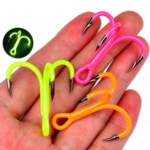 เบ็ดตกปลา Flame Treble ทำจากเหล็กกล้าคาร์บอนสูง แข็งแรง คมกริบ เรืองแสง สีส้ม ชมพู เขียว สำหรับตกปลา ใช้ได้ทั้งน้ำเค็มและน้ำจืด - Product Image 1