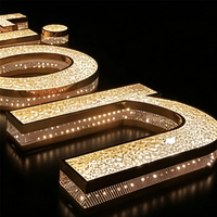 Enseigne lumineuse LED en lettres, ornée de strass irisés et de pierres précieuses, à reflets brillants et pailletés, attrape-regard, pour fêtes et mariages