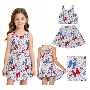 NO Tariffs Contact Us GSD2151 RTS New Kids Yoga Set <strong>Star</strong> Baseball Bows White Sleeveless Top &amp; Shorts Skirts Sets Girls <strong>Clothing</strong> - Product Image 1