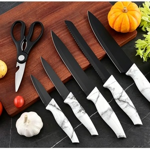 Ensemble de 7 couteaux de cuisine en acier inoxydable, couteau de chef, ciseaux de cuisine, couteaux de cuisine et accessoires pour la cuisine - Product Image 2