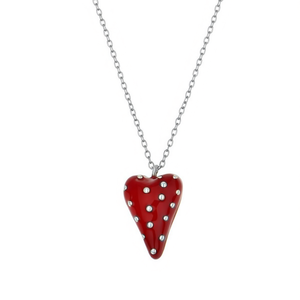 Amy Amy Cute Heart Pendant Necklace <b>Red</b> Rhinestone Silver Plated <b>Box</b> Chain Women's Fashion Jewelry <b>Gift</b> Everyday Wearing - Product Image 3