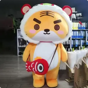 Funtoys anime desenho animado inflável andando bonito pequeno tigre adulto desempenho fantasia de mascote de Natal Halloween animal cosplay