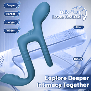 Estimulador Clitoriano de Vibração Dupla Interna e Externa com 10 Frequências, Brinquedo Sexual, Anel Vibratório de Silicone, Anel Testicular Elástico - Product Image 5