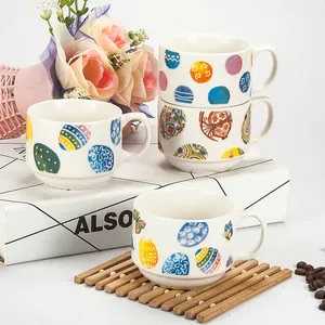Tazze da caffè impilabili con logo in ceramica con stampa recentemente personalizzata con rack