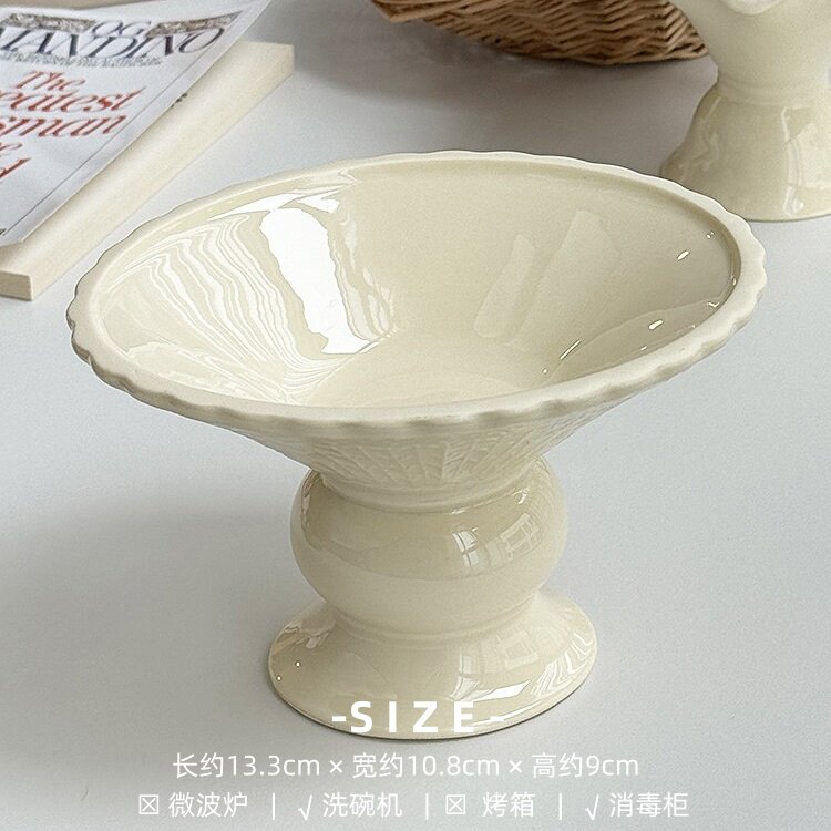 Assiette gobelet ovale en dentelle tulipe jaune