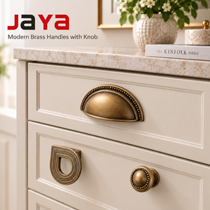 JAYA Modern Brass Square Bedroom Drawer and Cabinet <strong>Door</strong> Handles with <strong>Knob</strong> Durable Furniture - Product Image 6
