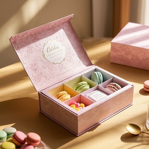 Custom Design Logo Luxury Macaron Packaging Recyclable Pink Magnetic <b>Box</b> for Macarons <b>Dessert</b> - Product Image 5