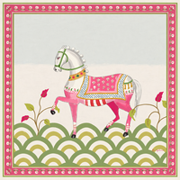 Alas Meja Permainan Mahjong Motif Kotak-kotak Pink Preppy dengan Hiasan Pita dan Motif Polkadot Biru