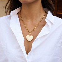 Collares con Colgante de Corazón de Ojo de Tigre y Resina de Leopardo Cebra, Chapados en Oro de 18K sobre Acero Inoxidable, para un Estilo Retro Casual Urbano
