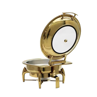 Ensemble de réchauds de buffet de luxe en acier inoxydable doré 201, finition miroir, avec chauffe-vapeur amovible et économie d'énergie