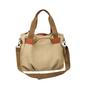 High Quality Classic Vintage Canvas Shoulder <b>Bag</b> Women Customized LOGO Portable Messenger Handbag Travel <b>Work</b> Larger Capacity - Product Image 6