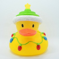 Canard de bain géant en plastique flottant promotionnel pour Noël, canard en caoutchouc de Noël personnalisé et couinant
