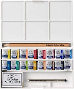 Bview Art Winsor & Newton Cotman – Kit complet de <span class=keywords><strong>peinture</strong></span> aquarelle format poche avec papier, 16 demi-pans, pinceau, gomme et <span class=keywords><strong>palette</strong></span> de mélange - Product Image 6