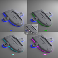 Support de refroidissement amélioré avec charge pour contrôleur de console mince PS5 Station d'accueil de charge rapide avec accessoires de jeu à lumière RVB