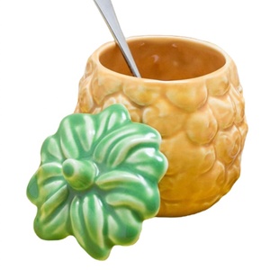 Vaisselle personnalisée plat <span class=keywords><strong>de</strong></span> service à sauce en forme <span class=keywords><strong>de</strong></span> fruit pot <span class=keywords><strong>de</strong></span> <span class=keywords><strong>conservation</strong></span> petit pot <span class=keywords><strong>de</strong></span> <span class=keywords><strong>confiture</strong></span> d'ananas en céramique avec couvercle - Product Image 1
