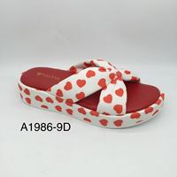 Ciabatte con plateau e stampa a cuore per donna, estive da spiaggia