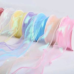 Ruban en tulle de 10 yards, romantique, irisé, en forme de queue de poisson, pour la Saint-Valentin, emballage de bouquets, décoration de gâteaux - Product Image 1