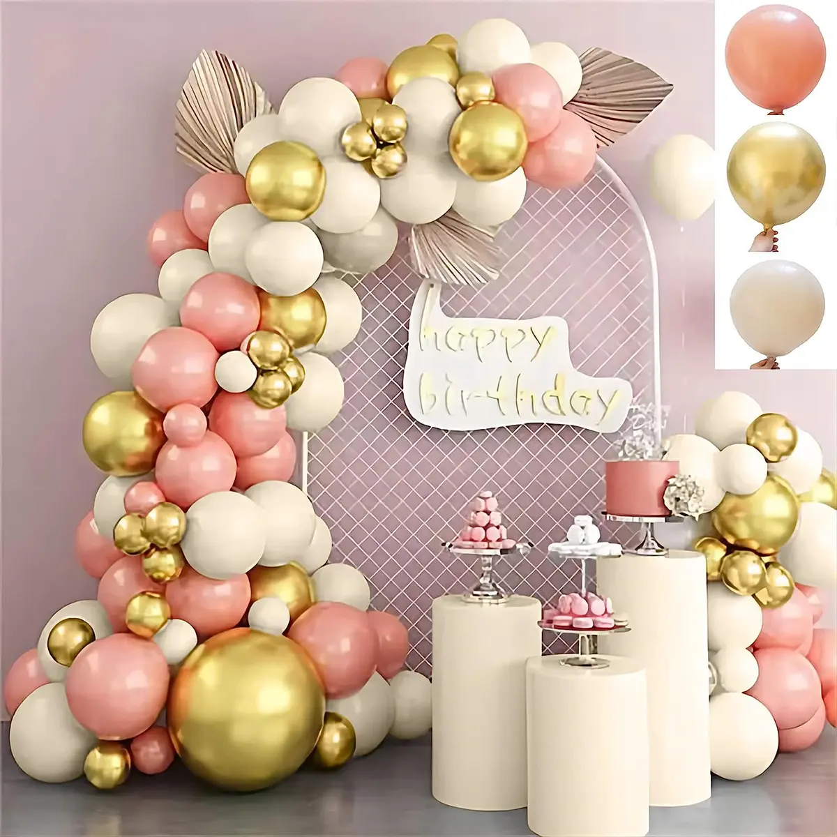 Wit Zand Goud Latex Ballonnen Set Voor Boho Neutrale Verjaardagsfeestje Baby Shower Bruidsdouche Bruiloft Slinger Boog Kit