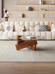 NKAHS-CT-008 Modern Eco-Friendly Solid Wood Round Coffee <b>Table</b> Glass Top Minimalist Design Non-Foldable Living Room Furniture - Product Image 2