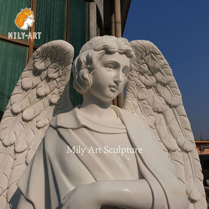 Sculpture d'ange grandeur nature sur mesure, <span class=keywords><strong>statue</strong></span> d'ange masculin en marbre blanc debout pour hôtel - Product Image 4