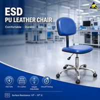 Chaise en cuir PU antistatique Leenol ESD, chaise industrielle réglable en hauteur, dossier en cuir PU pour usine électronique