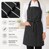 Tablier à bretelles rayé imperméable avec sangle réglable, logo personnalisé, uniforme de chef pour restaurant, cuisine, café, grill, boulangerie