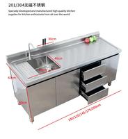 Cuisine commerciale sur mesure en acier inoxydable avec évier simple ou double, armoire avec table de travail et évier pour restaurant
