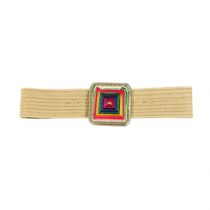 Ceinture en PP élastique avec boucle carrée en métal coloré de 5 cm de large pour femme, accessoire de mode - Product Image 2