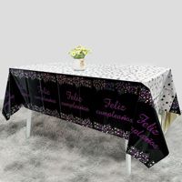 Nappe carrée en plastique imperméable à l'eau, imprimée avec un motif de nuit étoilée, joyeux anniversaire en espagnol, 1,37x1,83m, pour les fêtes et les rassemblements