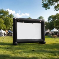 Écran de projection gonflable extérieur 12ft 15ft 20ft Surface de projection blanche Cadre noir Cinéma de jardin Fête