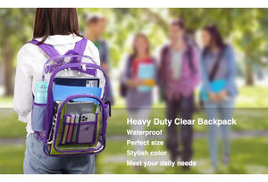 Custom School Outdoor Waterproof <b>Clear</b> Transparent Pvc <b>Backpack</b> - Product Image 3