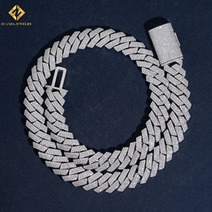 GRA Certified VVS Moissanite Figaro Chain <b>Necklace</b> 925 Silver Rhodium Plated Unisex Hip Hop <b>Statement</b> Jewelry <b>Necklace</b> for Men - Product Image 5