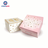 Boîte à gâteau transparente personnalisée en carton avec logo, luxe, plastique transparent, papier personnalisé, avec poignée et fenêtre