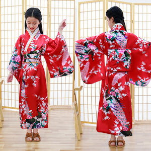 Classic Traditional Girls Kimono Gown Yukata with Obitage