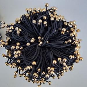 Vente en gros de bijoux tendance, élastiques à cheveux en perles dorées et argentées, élastiques à cheveux à 3 brins, accessoires capillaires mignons, bijoux à 1 yuan, 1 yuan - Product Image 3