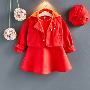 Aliexpress Nouvelle Mode Coréenne Manteau Rouge et Ensemble Robe de Princesse pour Filles, Vêtements pour Enfants du Fabricant Chinois - Product Image 2