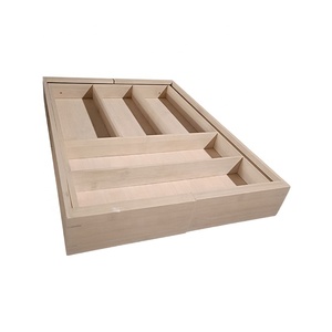 Organisateur de <span class=keywords><strong>tiroir</strong></span> extensible à 7 compartiments pour cuisine et salon, en bambou/bois, pour couverts et outils, finition blanchie à la chaux - Product Image 3