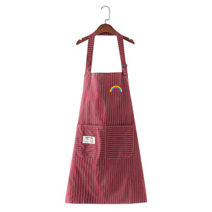 Delantal Elegante de Algodón a Rayas, Resistente al Aceite, para Cocina, Hogar, Uso Diario, con Patrón de Piña, Cactus y Arcoíris - Product Image 5