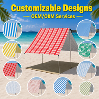 Parasol de plage coloré, abri pare-soleil, cabane en spandex coupe-vent avec sacs de sable pour les voyages en plein air et la pêche